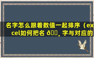 名字怎么跟着数值一起排序（excel如何把名 🌸 字与对应的数字匹配）